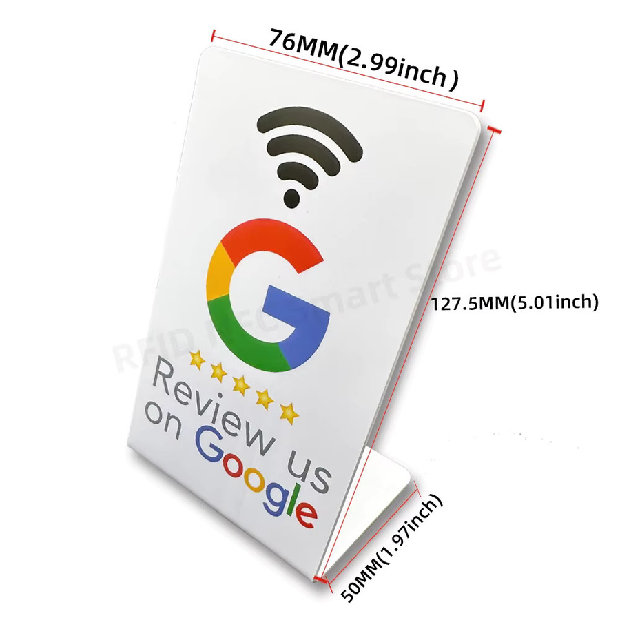 Programmierbare Google-Bewertungskarte mit NFC-Technologie und Markenhalterung für die Tischstation - Bild 3