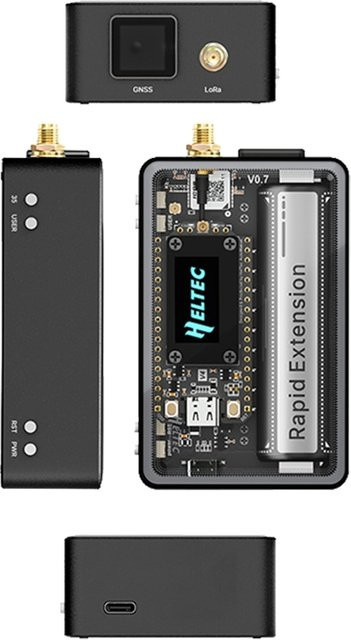 Heltec LoRa 32 V4 Meshtastic Dev-Board mit GPS, ESP32, SX1262, 0,96 Zoll OLED und Gehäuse in Schwarz - Bild 1