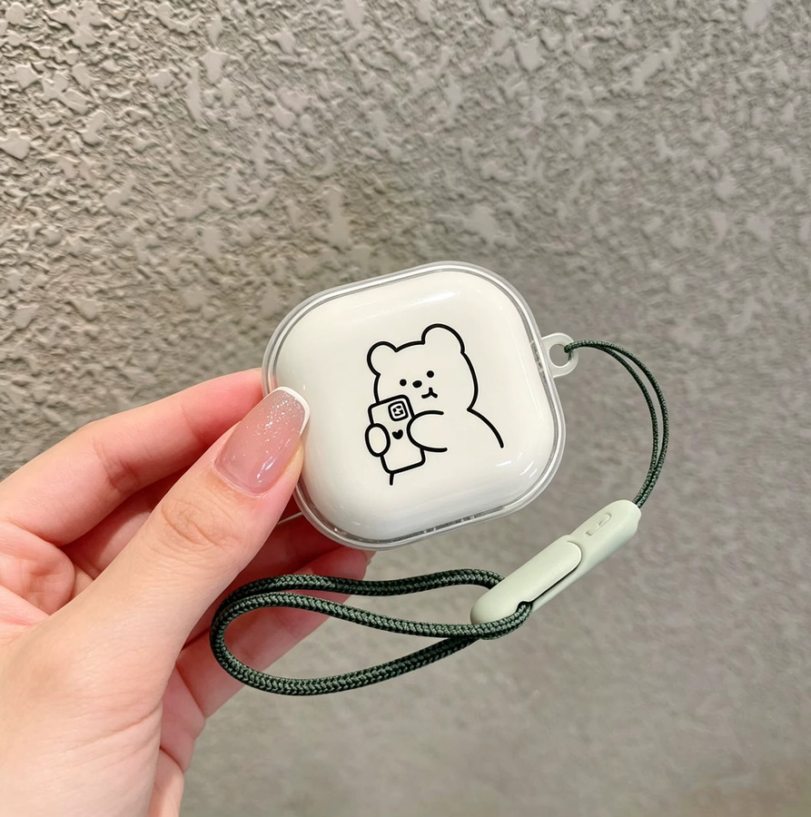 Samsung Schutzhülle für Galaxy Buds 2 Pro, Buds Live und Buds FE in Transparent mit schwarzem Katzen-Design aus weichem Silikon - Bild 1
