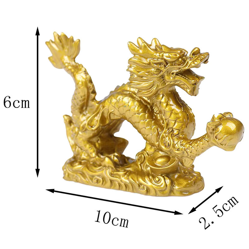 Goldene Drachen-Statue aus Kunstharz als orientalische Dekofigur für deinen Schreibtisch - Bild 5