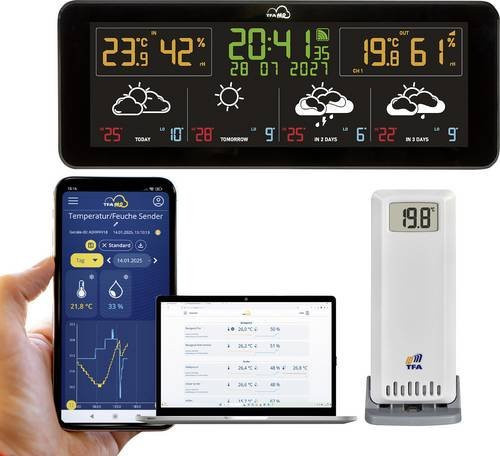 TFA Dostmann TFA.me ID-07 WLAN-Wetterstation mit 4-Tage-Vorhersage in Schwarz - Bild 1