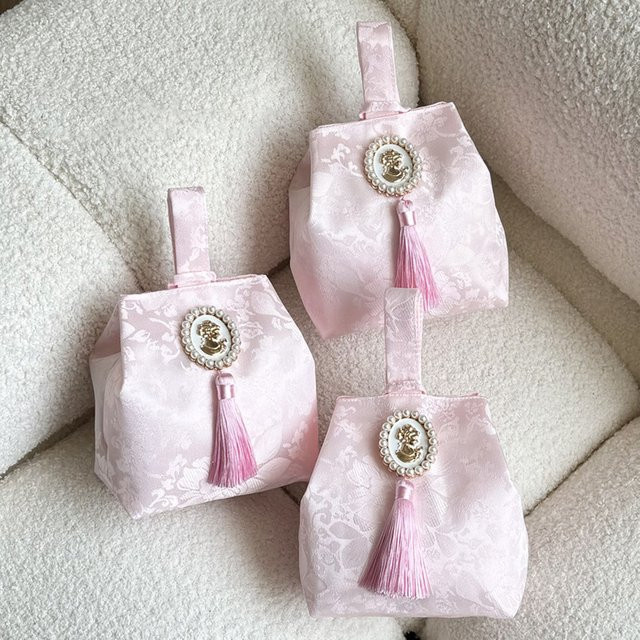 Elegante rosa Geschenk-Tragetasche mit Quaste für Hochzeiten und Partys - Bild 1