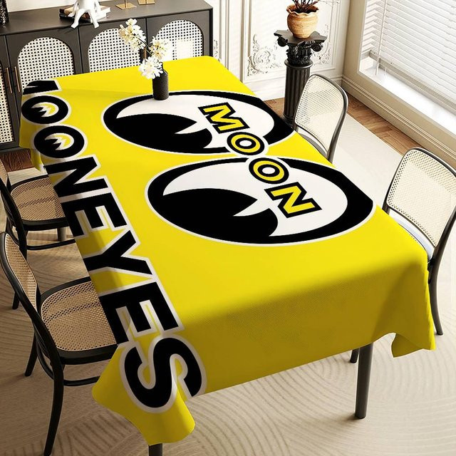 M-Mooneyes Rechteckige Tischdecke mit Grafikdesign in Gelb, waschbar - Bild 1