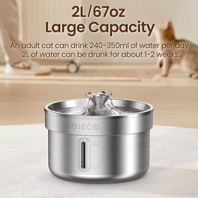 ROJECO Edelstahl-Trinkbrunnen für Katzen und Hunde, intelligenter automatischer Wasserspender in Silber - Bild 3