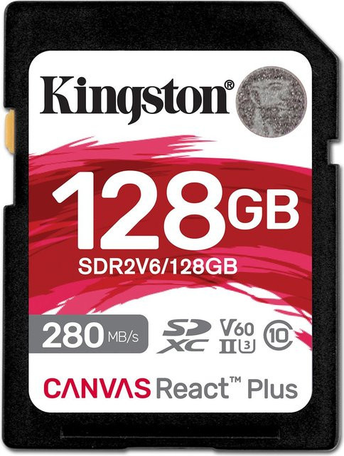 Kingston Canvas React Plus SDXC UHS-II Speicherkarte, 128GB, Video Class V60, Farbe: Schwarz - Bild 1