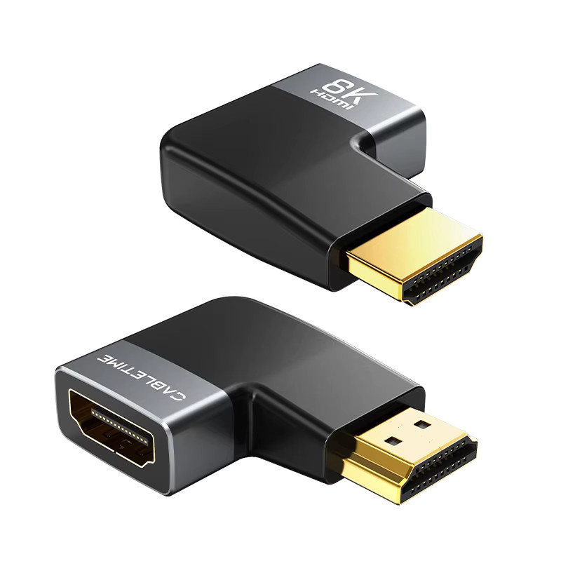 CABLETIME HDMI 2.1 Adapter Right Angle Stecker auf Buchse in Schwarz mit 8K 60Hz und 48Gbps Unterstützung für HDTV, Laptop und PS5 - Bild 6