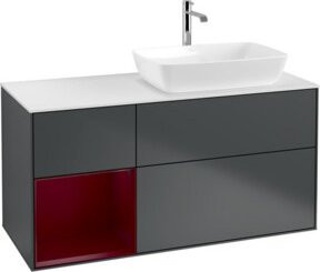 V&B Waschtischunterschrank Finion mit Wandbeleuchtung, Breite: 120 cm, Tiefe: 50,1 cm, Höhe: 50,1 cm, lackiert in matt blau - Bild 1