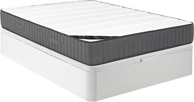Vente-unique Audace Hybrid Bettgestell mit Matratze und Bettkasten, Weiß, B/T/H: 140 x 190 cm - Bild 1