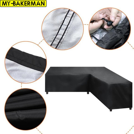 MY·BAKERMAN L-Shape Schutzhülle für Gartenmöbel und Sofas in Schwarz