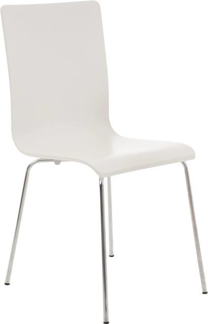 DELUKE Besucherstuhl PEPE in Weiß mit Chromoptik Gestell aus Holz und Metall, H: 87 cm, B: 43 cm, T: 47 cm - Bild 1