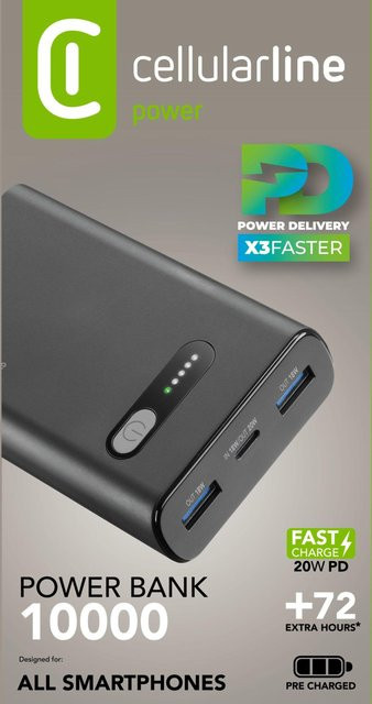 CellularLine Power Bank Fast 10000 PD in Schwarz - Bild 1