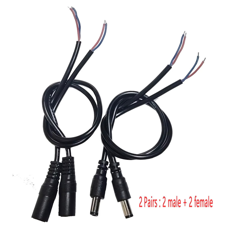 JIEN DC Kabel Stecker Set mit männlichen und weiblichen 5,5x2,1mm Hohlsteckverbindern in Schwarz - Bild 2