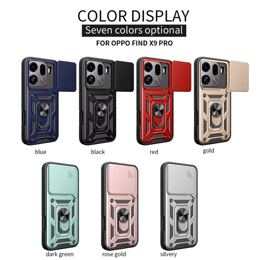 Stoßfeste Panzerhülle für OPPO Find X9 Pro und X9 mit magnetischem Ring und Objektivschutz in Schwarz - Bild 6