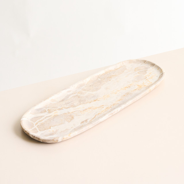 Elegantes Marmor Tablett von BLUME2000 in Beige, B/T/H: 18,0 x 8,0 x 8,0 cm - Bild 1