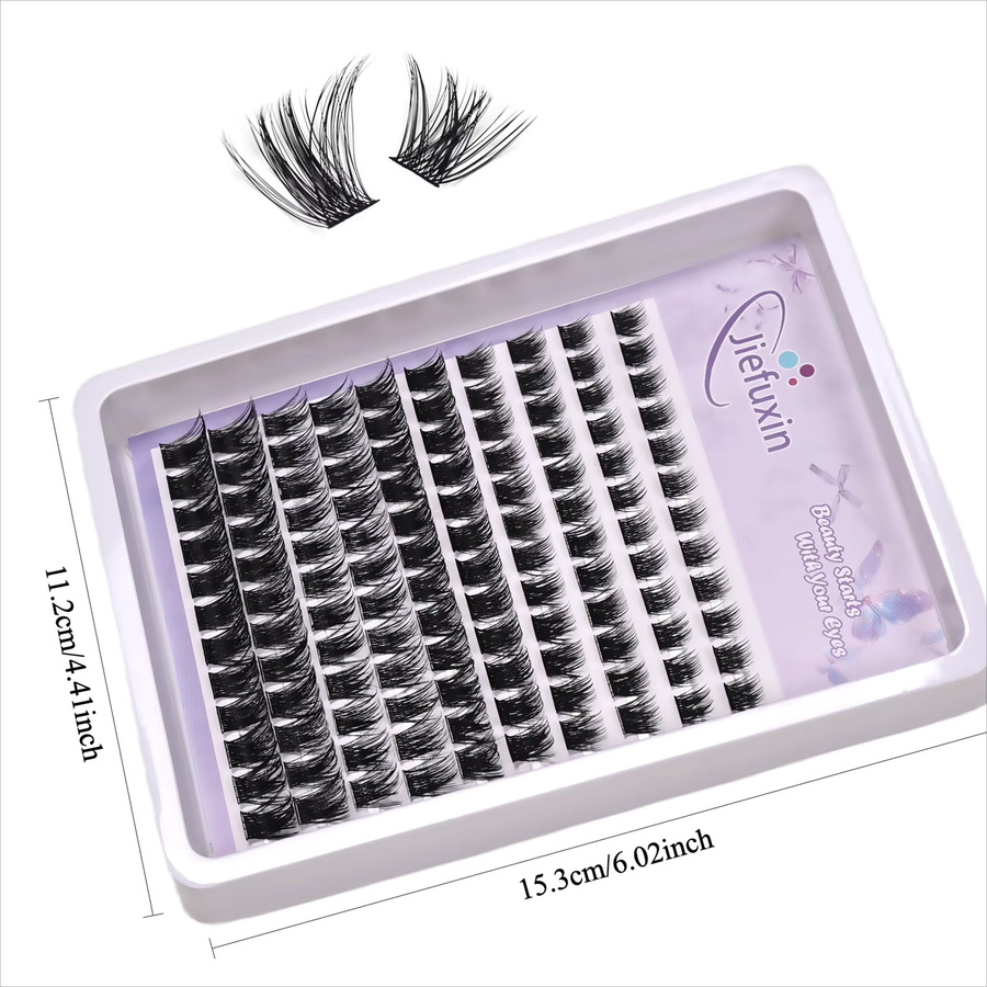 JIEFUXIN Cluster-Wimpern, 120 Stück, D-Locken, natürlich - Bild 3