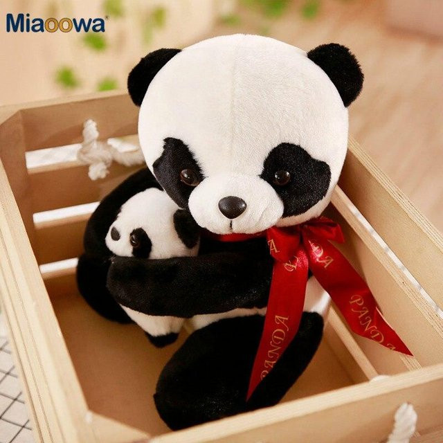 Binchi Keji Travel Vater & Baby Panda Plüschtiere, Stofftier Bär, 35cm, ab 12 Jahren - Bild 1