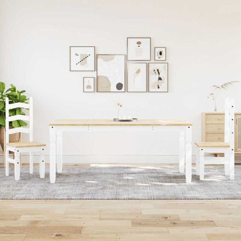 3-teilige Essgruppe Panama von vidaxl aus weißem Massivholz Kiefer im Landhausstil - Bild 1