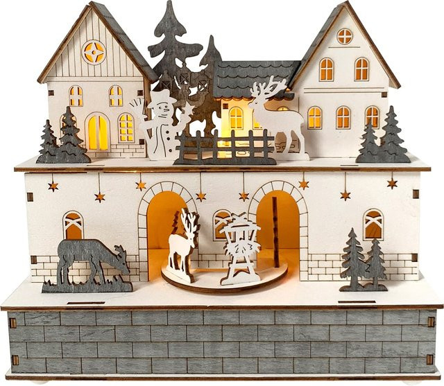 HTI-Living Beleuchtete Weihnachtsszene mit beweglichen Figuren für die Advents- und Weihnachtszeit - Bild 1