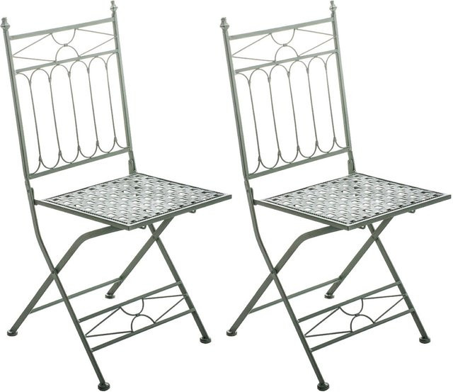 TPFLiving 2er Set Klappstühle Asiri aus Metall in Antik-Grün - Bild 1