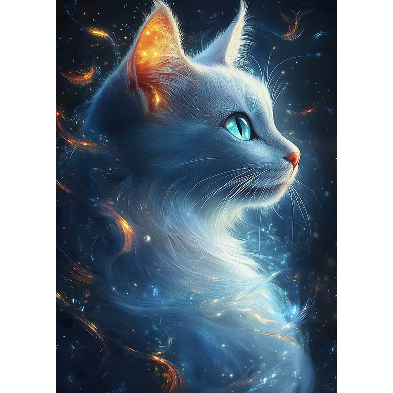 HUACAN Diamantmalerei Katze 5D-Fantasiebild Kunstmosaik Set, Multicolor, B/H: 30 x 20 cm - Bild 4