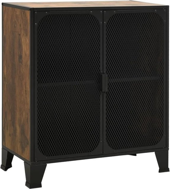 vidaXL Aufbewahrungsschrank im urban-industriellen Design aus Metall und MDF in Braun, B/T/H: 72 x 36 x 82 cm - Bild 1