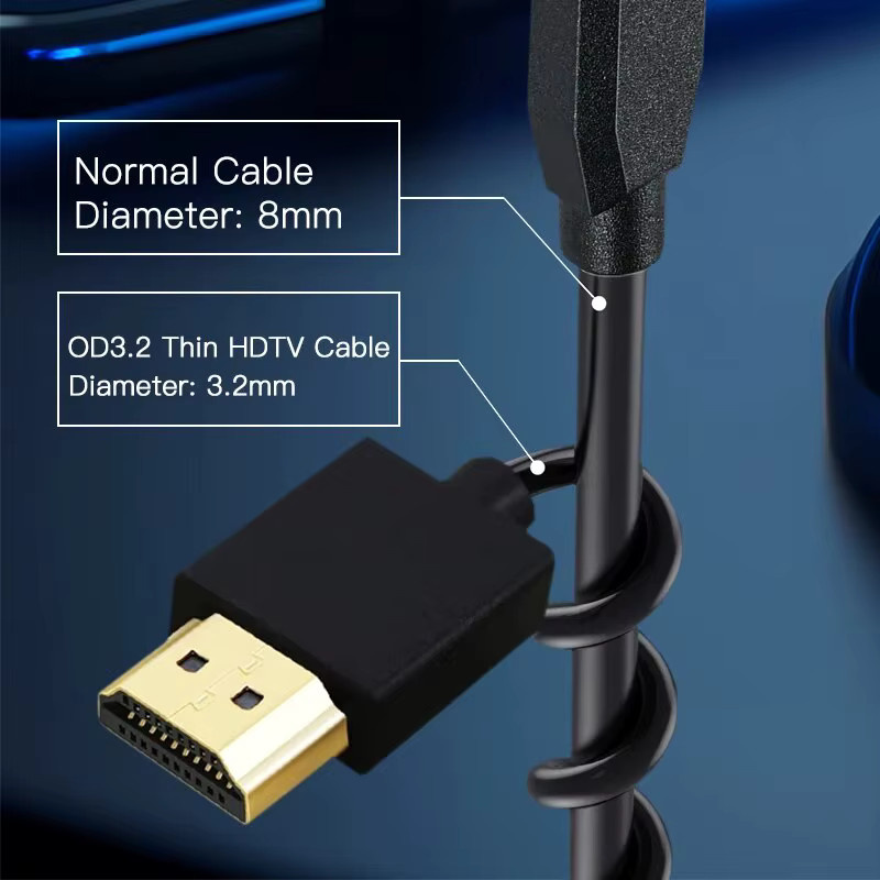 Ultra dünnes HDMI 2.0 Kabel in Schwarz, 4K @ 60Hz, Länge: 30,48 cm - Bild 2