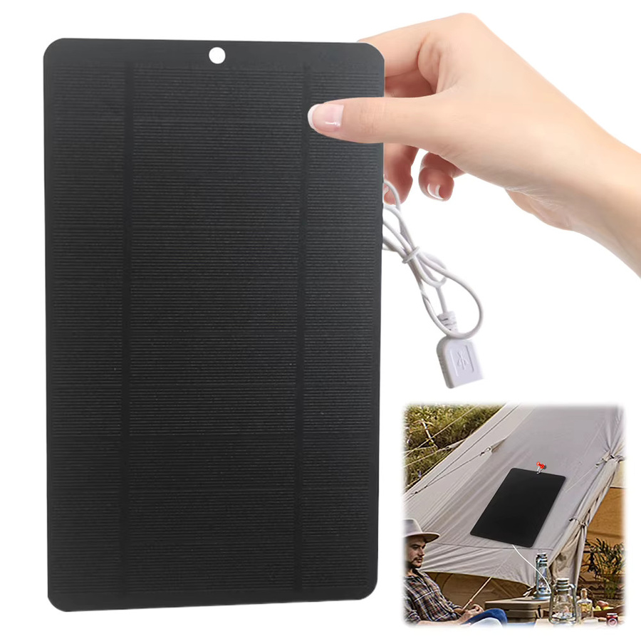 ATUOTIN Tragbares USB-Solarpanel Ladegerät in Schwarz mit hoher Konvertierungseffizienz für Wanderungen und Reisen - Bild 2