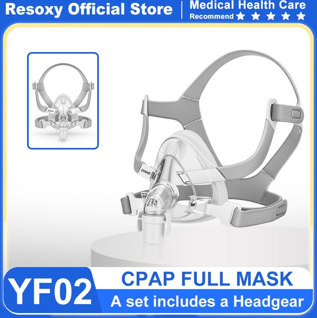 YuWell YF-02 CPAP-Vollmaske mit Kopfbedeckung in Weiß für CPAP APAP BIPAP Luftatmungsmaschinen bei Schlafapnoe und Schnarchen - Bild 1