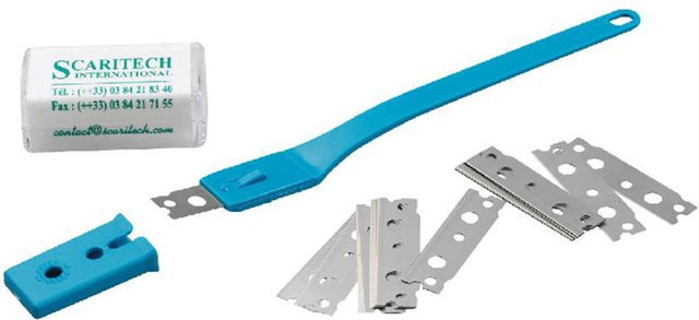 Scaritech Grignette Set blau mit 1 Ritzmesser und 25 Klingen aus Edelstahl - Bild 1
