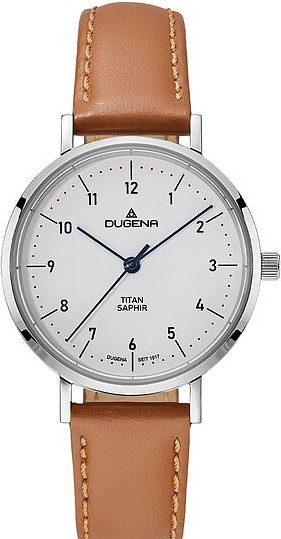 Dugena Armbanduhr, Titan, Quarz, Leder, Weiß, Damen - Bild 1