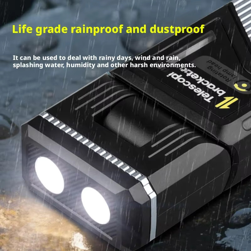 ESMARTER Magnetische LED-Arbeitsleuchte in Schwarz, einziehbare und 180 Grad drehbare multifunktionale Taschenlampe mit Akku für Camping und Inspektionen - Bild 5