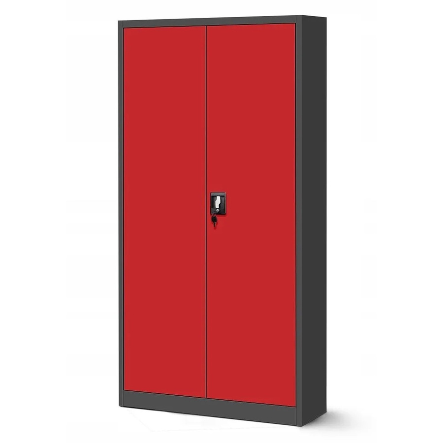 Jan Nowak Aktenschrank aus Metall in Rot mit 3-Punkt-Verriegelung und verstellbaren Regalböden, H: 195 cm, B: 90 cm, T: 40 cm - Bild 2
