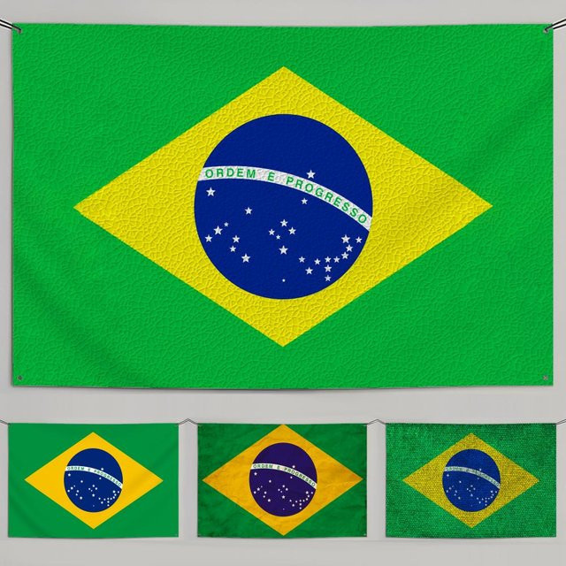 Famosu Brasilien-Flagge als minimalistisches Outdoor-Gartenbanner aus Textil in Schwarz und Mehrfarbig, Hängeschild für Heim- und Ladendekoration - Bild 1