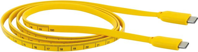 Schwaiger USB-C auf USB-C Kabel mit Maßband-Aufdruck in Gelb, Länge: 1,2 m - Bild 1