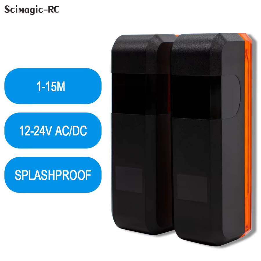 5er Set Scimagic-RC Alarmleuchten mit Fotozelle und Infrarot-Lichtschranke für automatische Tore, Garagen und Schranken, Schwarz, 12-24V, 180° Erfassungswinkel - Bild 3