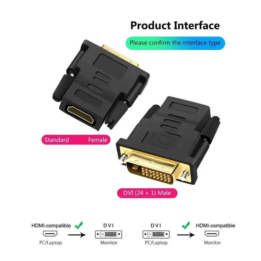 DVI-zu-HDMI-Adapter Hochgeschwindigkeits-DVI-I24+5-Port-Konverter für HDTV, Plasma, DVD und Projektor in Schwarz - Bild 3