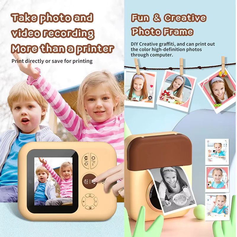 KIDKD Sofortdruckkamera für Kinder als Mini-Digitalkamera mit HD-Videoaufzeichnung, Dual Lens und Thermofotopapier, bunt/mehrfarbig - Bild 2