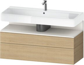 Duravit Waschtischunterschrank Qatego Wandhängend in Weiß und Braun mit 1 Schrank und Nischenbereich, B/T/H: 119 x 47 x 59 cm - Bild 1
