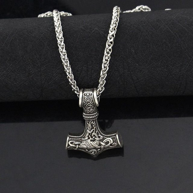 Rui Di Halskette Thor Hammer Mjolnir, Zinklegierung, Schwarz, Unisex - Bild 1