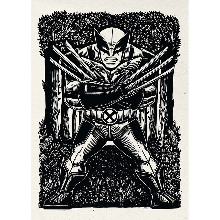 Komar Wandbild Marvel Wolverine Lino-Cut in Schwarz-Weiß, Breite: 50 cm, Höhe: 70 cm - Bild 2