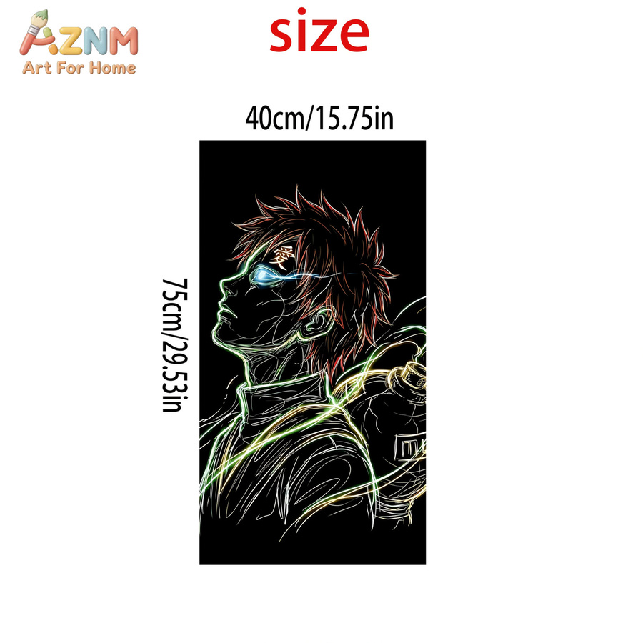 Kayou Naruto Gaara Neon Line Art Leinwand-Wanddruck, Multicolour Anime-Poster für deine Heimdekoration - Bild 2