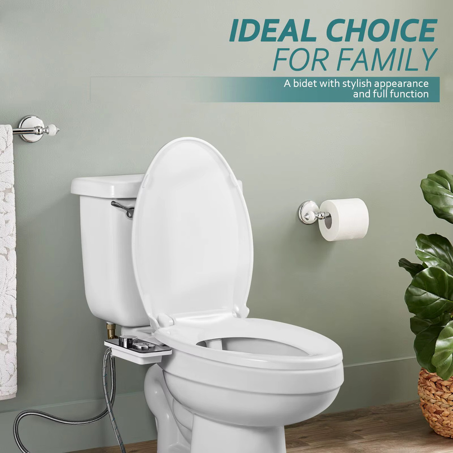 SAMODRA Bidet Toilettensitz Aufsatz mit Doppel-Düsen für Frontal- und Heckreinigung, Ultra-Dünn, Kaltwasser, Weiß - Bild 4