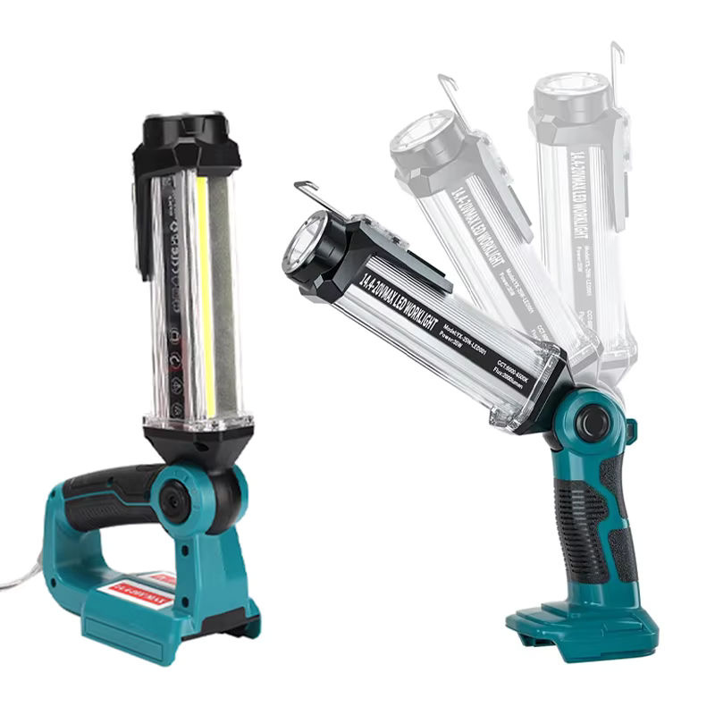 ZWINCKY LED-Arbeitsleuchte für Makita 18 V Li-Ionen-Akku, tragbare Camping-Laterne mit Haken in Schwarz für Outdoor, Autoreparatur und Notfall - Bild 2