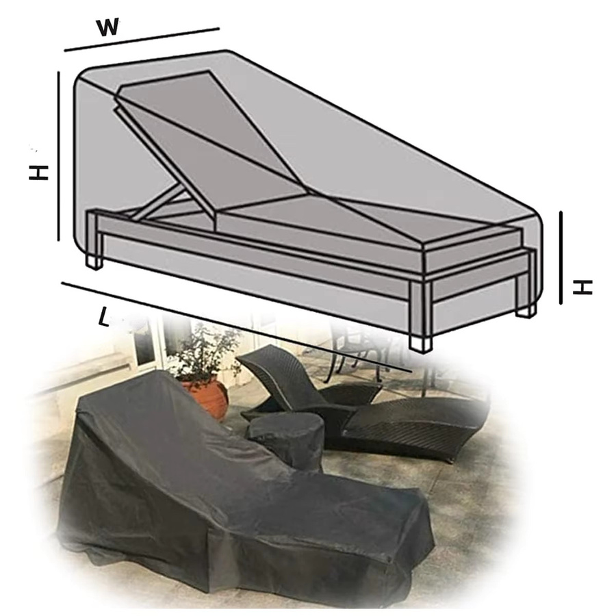 MY·BAKERMAN Terrassen-Chaiselounge-Abdeckung für Sonnenliegen und Outdoor-Lounge-Sessel, wasserabweisend und UV-beständig, Schwarz - Bild 4