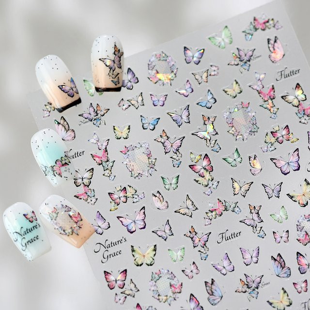 NAILFYOU Nagelkunst-Aufkleber, Schmetterling, Dunkler Farbverlauf, Unisex - Bild 1