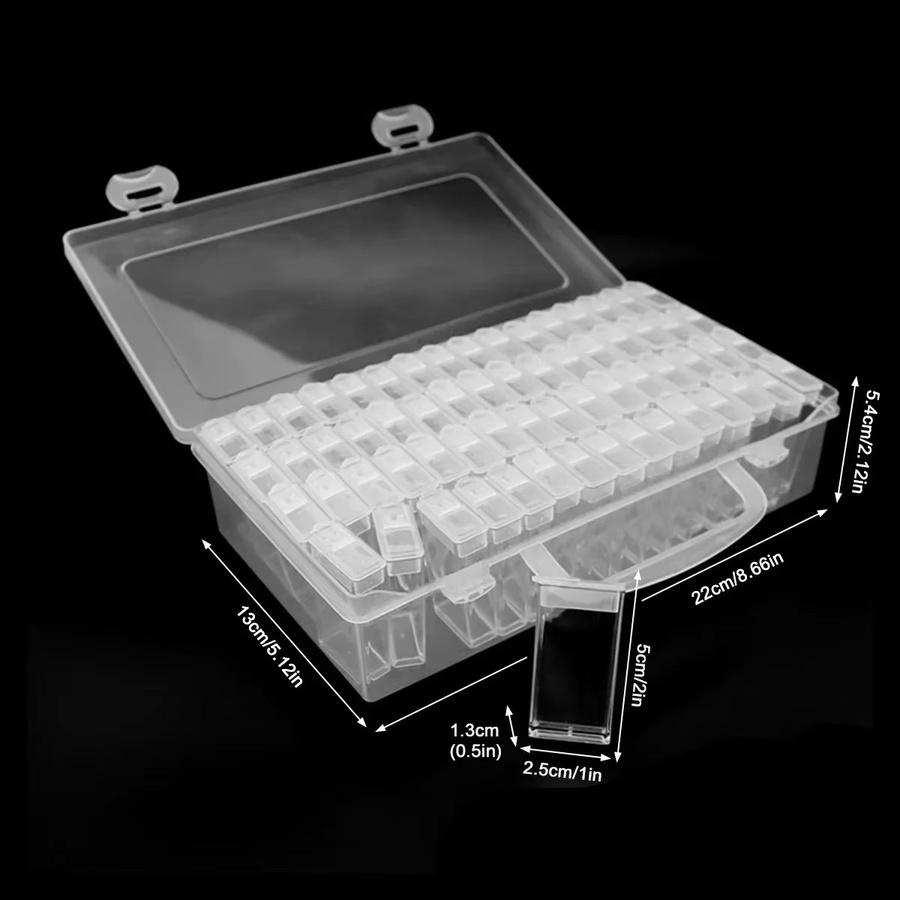 Willstar Aufbewahrungsbox für Diamantmalerei mit 64 Fächern, transparenter Mehrzweck-Organizer aus Kunststoff, B: 22,0 cm, T: 13,0 cm - Bild 3