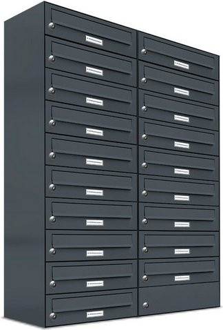 AL Briefkasten-System für 19 Parteien, Aufputzmontage, grau, B/H/T: 153,431 x 115,0 x 27,5 cm - Bild 1