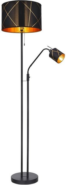 Globo Stehlampe Bemmo in Schwarz und Gold aus Metall, Acryl und Textil, Höhe: 175 cm, Durchmesser: 40 cm - Bild 1