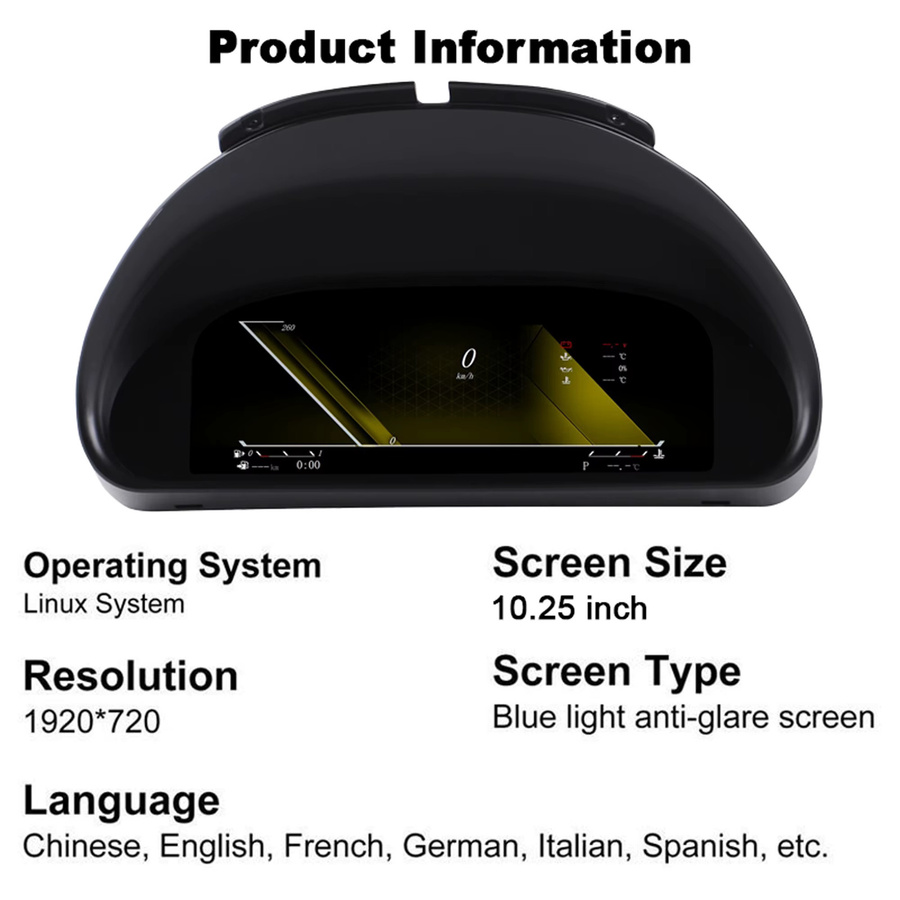 Digitales Instrumentencluster mit kabellosem CarPlay für BMW X5 E53, E39, E38 (1999-2006), 10,25 Zoll, Schwarz - Bild 5