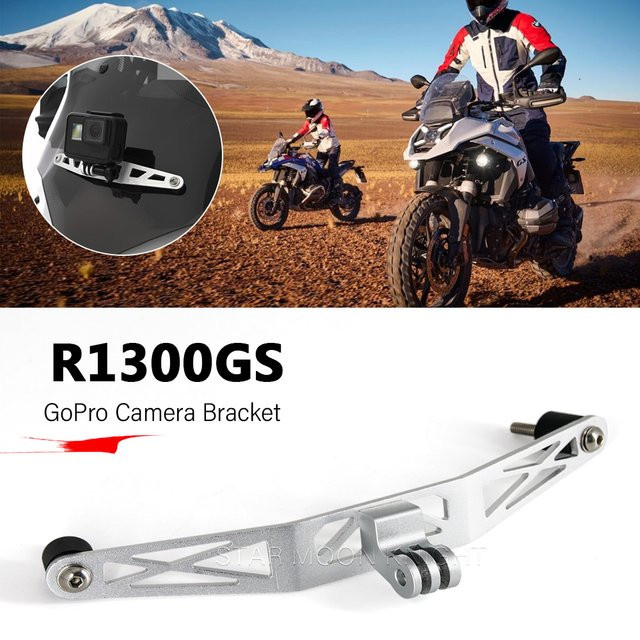 GoPro Kamera Halterung für BMW R1300GS (2023-2024) zur Windschutzscheibe, Recorder Halterung in Schwarz und Silber - Bild 1